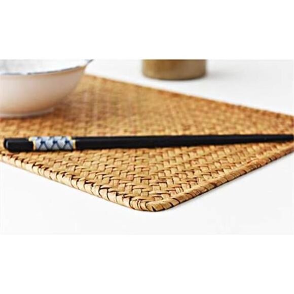 6 Pack Rectangular Woven Placemats, Rattan Wicker Table Mats, 17" x 12" - Picture 3 of 7